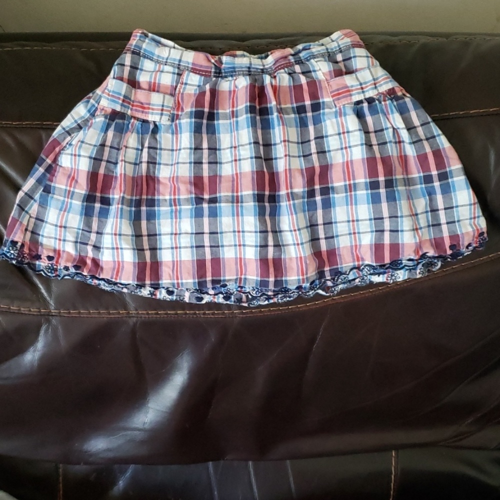 Red, white, and blue plaid skort